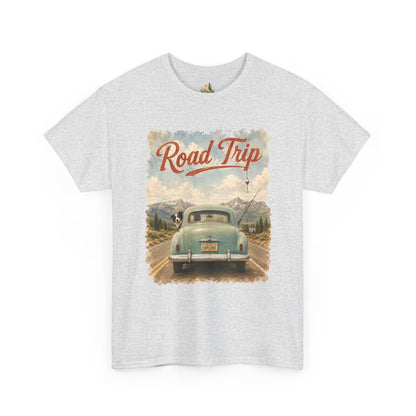 Road Trip Vintage Car T-Shirt - Retro Scenic Travel Tee (heavy Weight Tee)