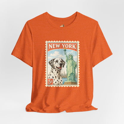 New York Dalmatian T-Shirt | Statue of Liberty Vintage Postage