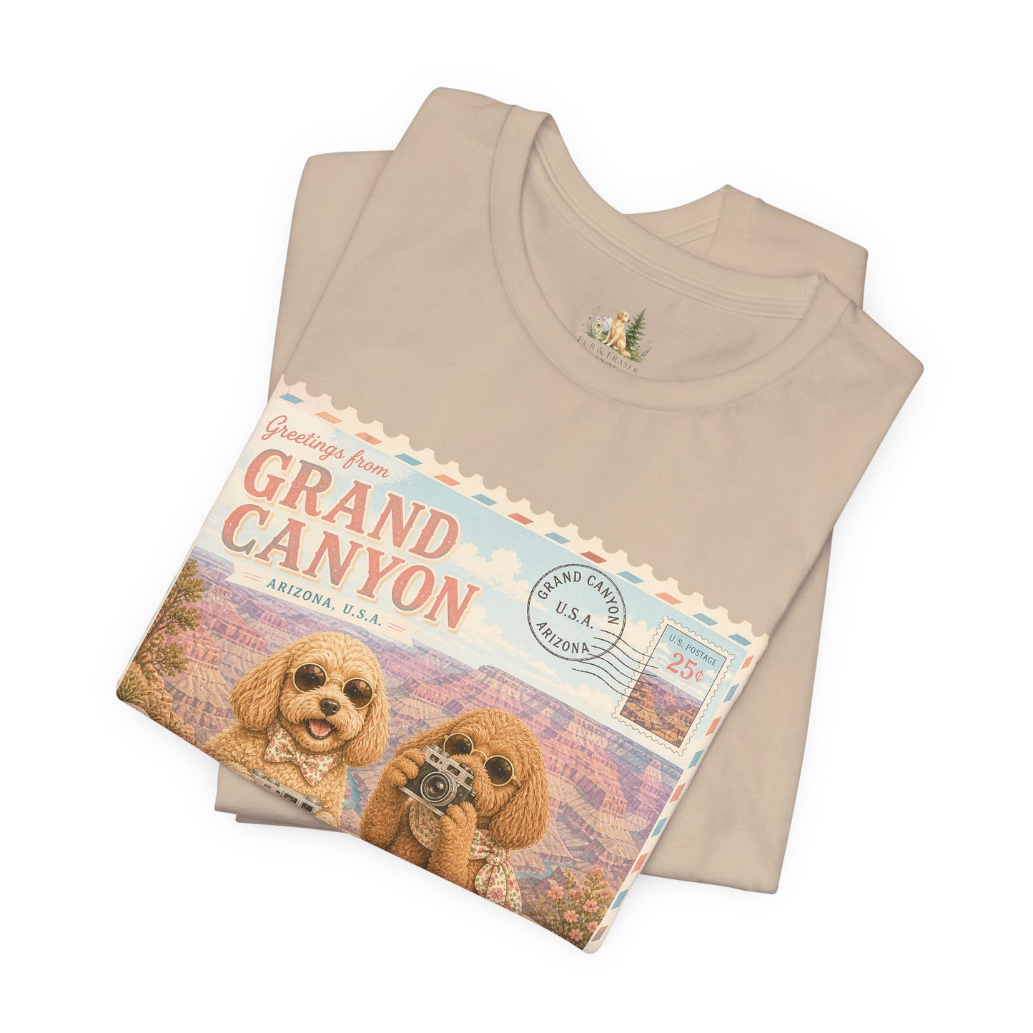 Grand Canyon Pups T-Shirt | Vintage Postcard Dogs Travel Design