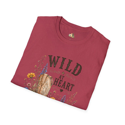 Wild at Heart Cowboy Boot T-Shirt – Floral Western Graphic Tee (Light Weight, Ultra Soft Tee)