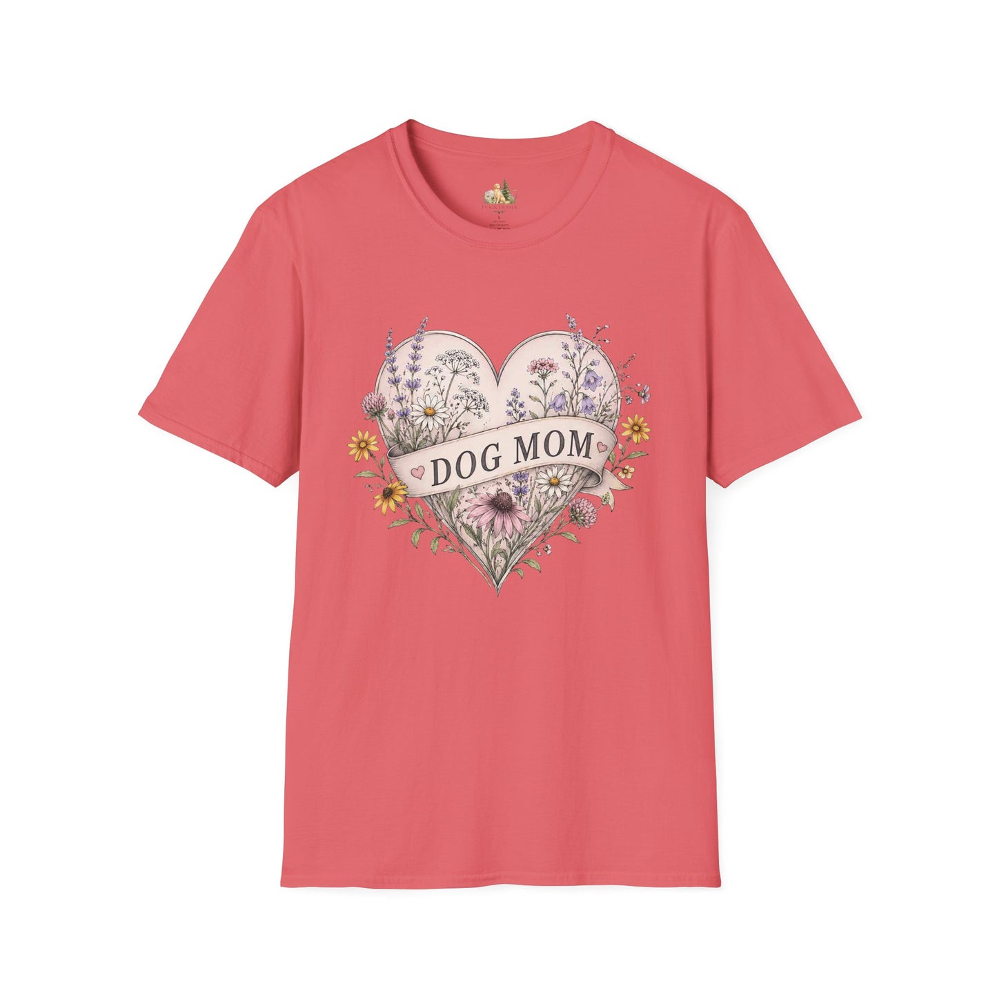 Dog Mom Floral Heart T-Shirt (Light Weight, Ultra Soft)