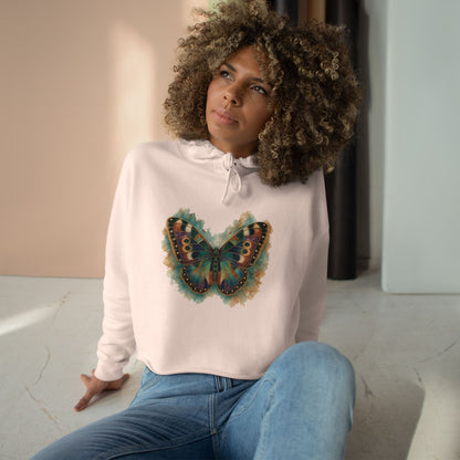 Butterfly Watercolor Crop Hoodie