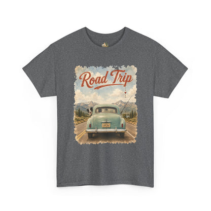 Road Trip Vintage Car T-Shirt - Retro Scenic Travel Tee (heavy Weight Tee)