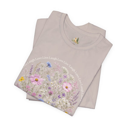 Wildflower Circle T-Shirt — Floral 'Love' Typography Tee