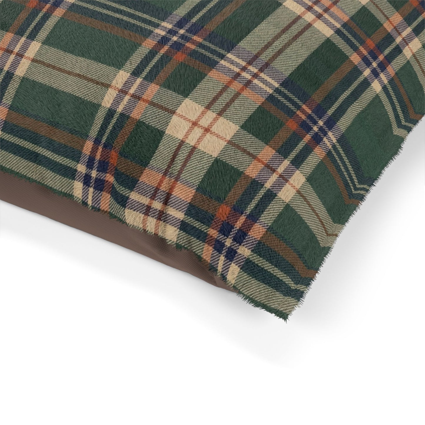 Plaid Fleece Pet Bed — Cozy Green Tartan Dog Pillow 50"x40"