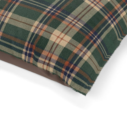 Plaid Fleece Pet Bed — Cozy Green Tartan Dog Pillow 50"x40"