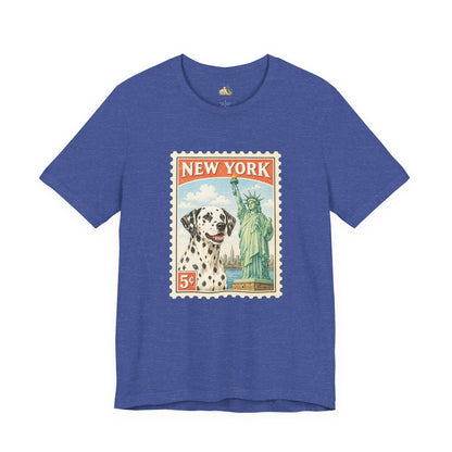 New York Dalmatian T-Shirt | Statue of Liberty Vintage Postage