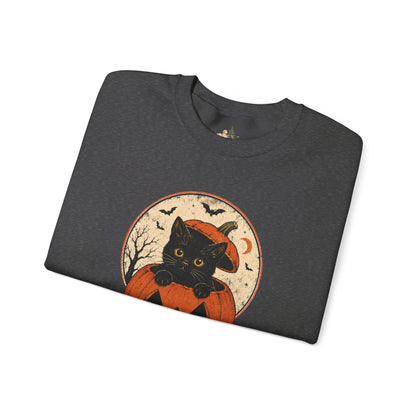 Halloween Black Cat Pumpkin Sweatshirt
