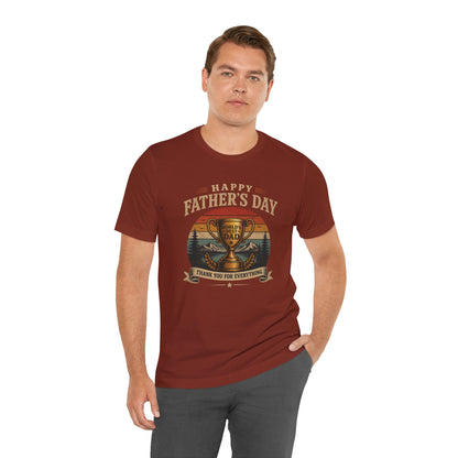 Father's Day Tee — "World's Best Dad" Trophy Vintage Camping Shirt