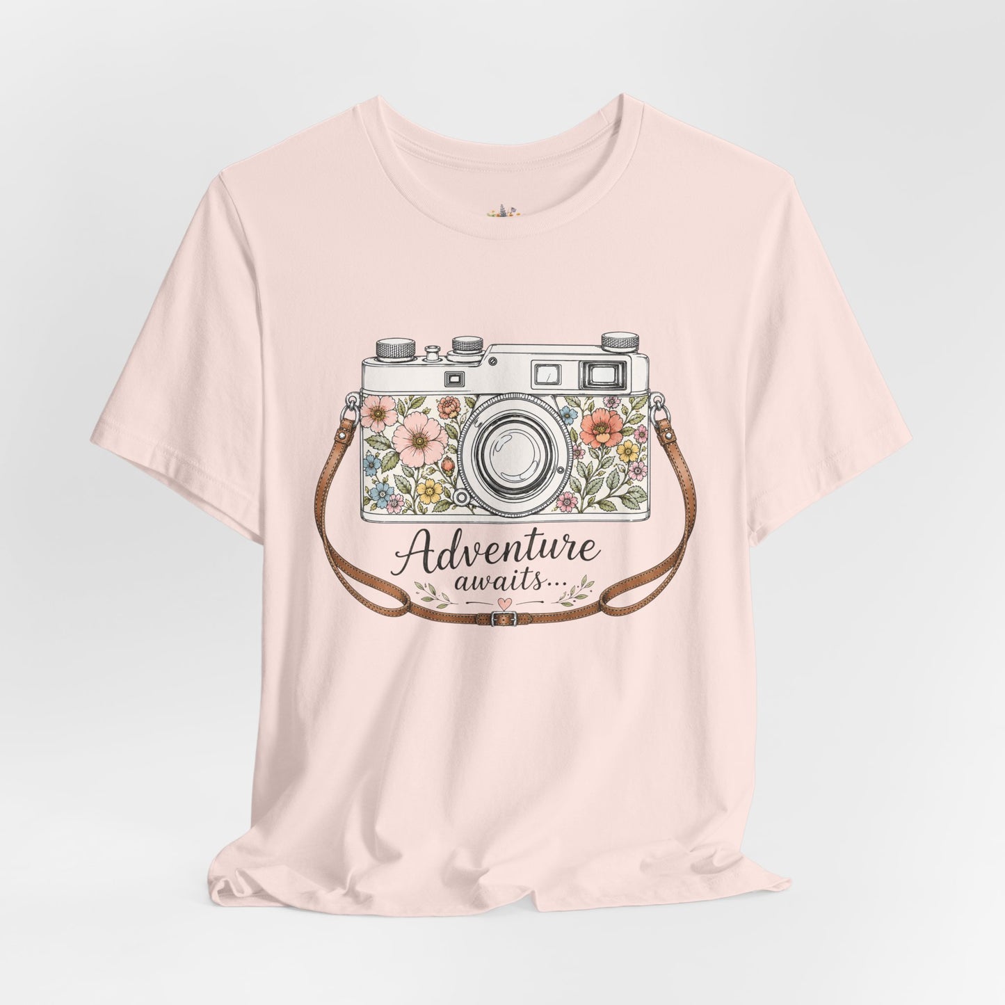 Floral Vintage Camera Adventure Awaits T-Shirt | Photography Travel Tee