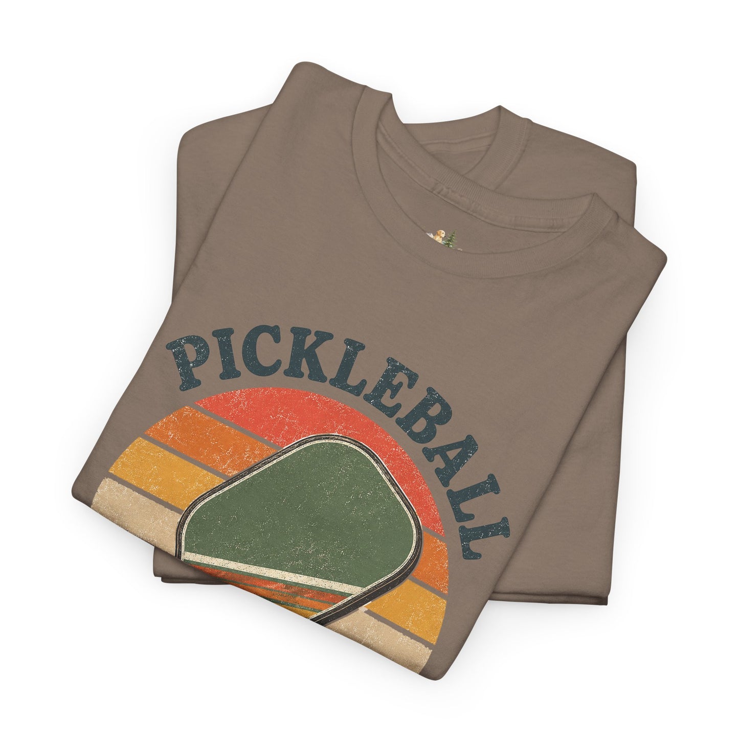 Pickleball Retro Paddle T-Shirt — Vintage Sunset Pickleball Tee (Heavy Weight Tee)