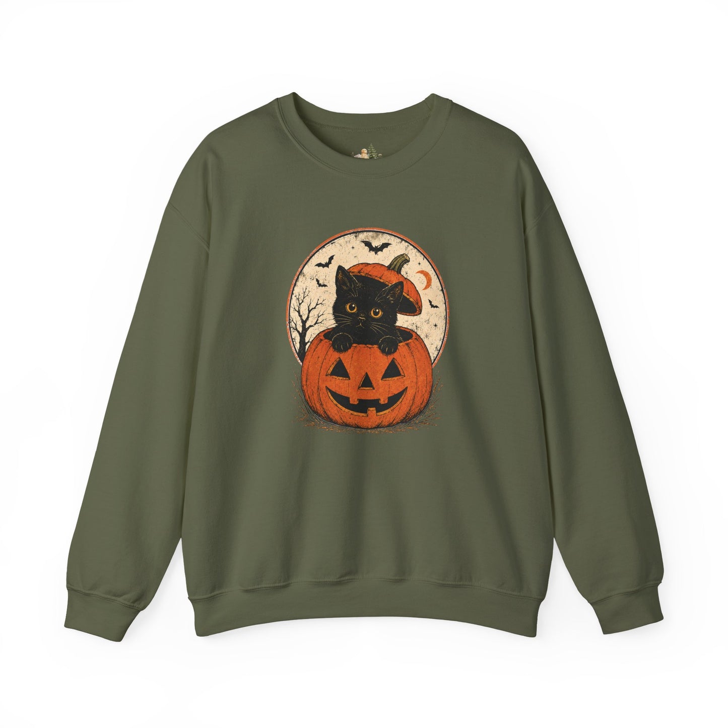 Halloween Black Cat Pumpkin Sweatshirt