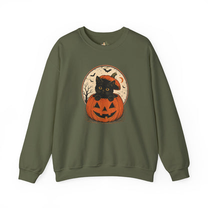 Halloween Black Cat Pumpkin Sweatshirt