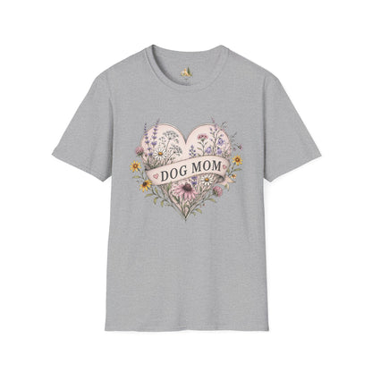 Dog Mom Floral Heart T-Shirt (Light Weight, Ultra Soft)