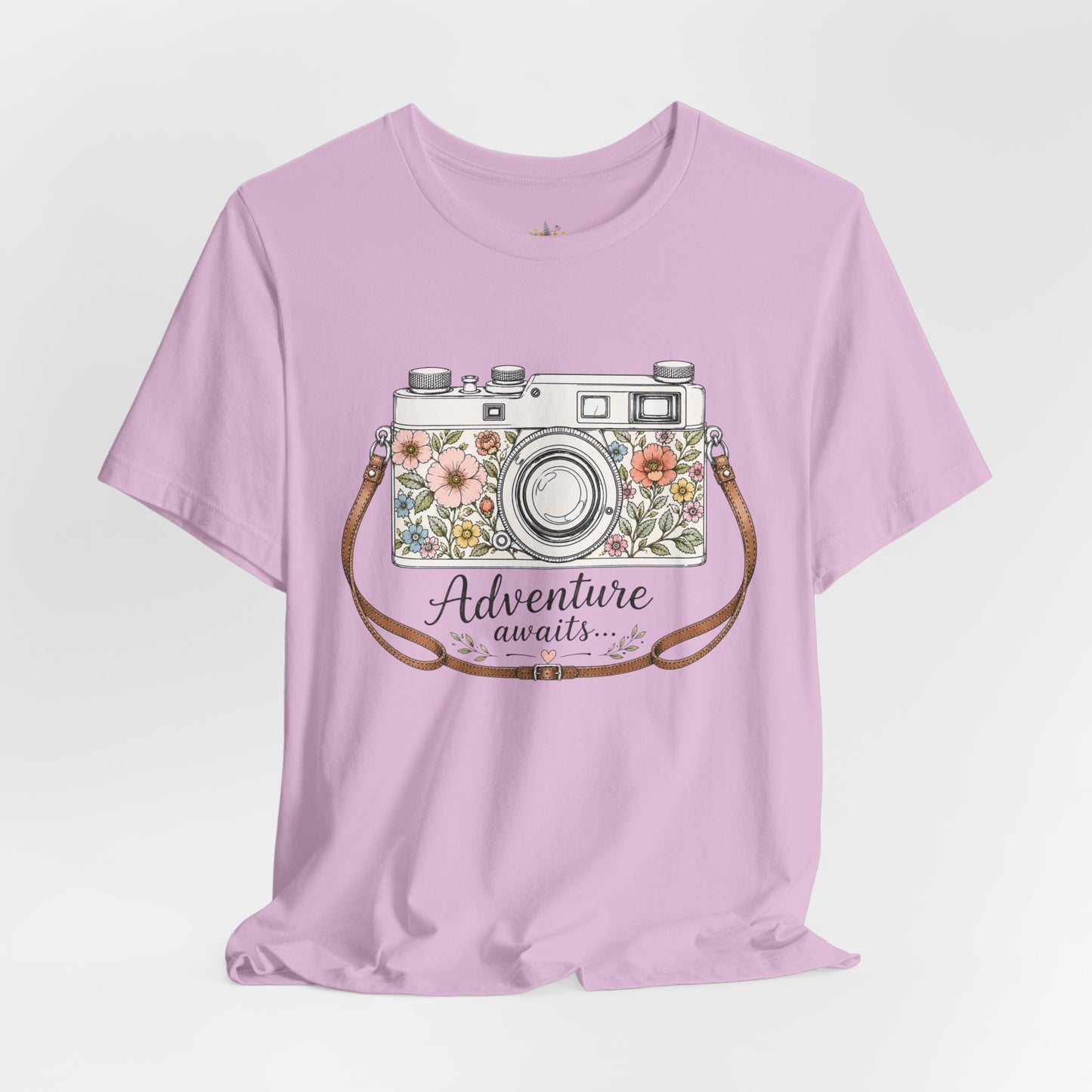 Floral Vintage Camera Adventure Awaits T-Shirt | Photography Travel Tee