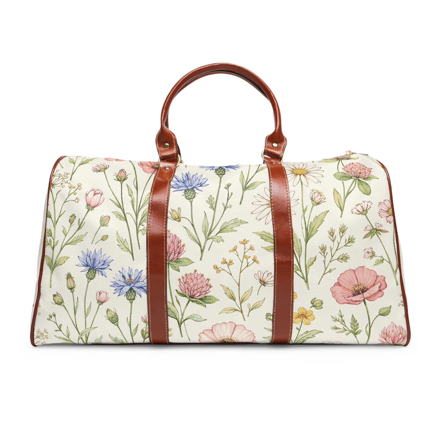 Floral Waterproof Travel Bag – Vintage Wildflower Weekender Duffle