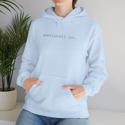 Minimal Embroidered 'absolutely not.' Hoodie - White Cozy Casual Sweatshirt