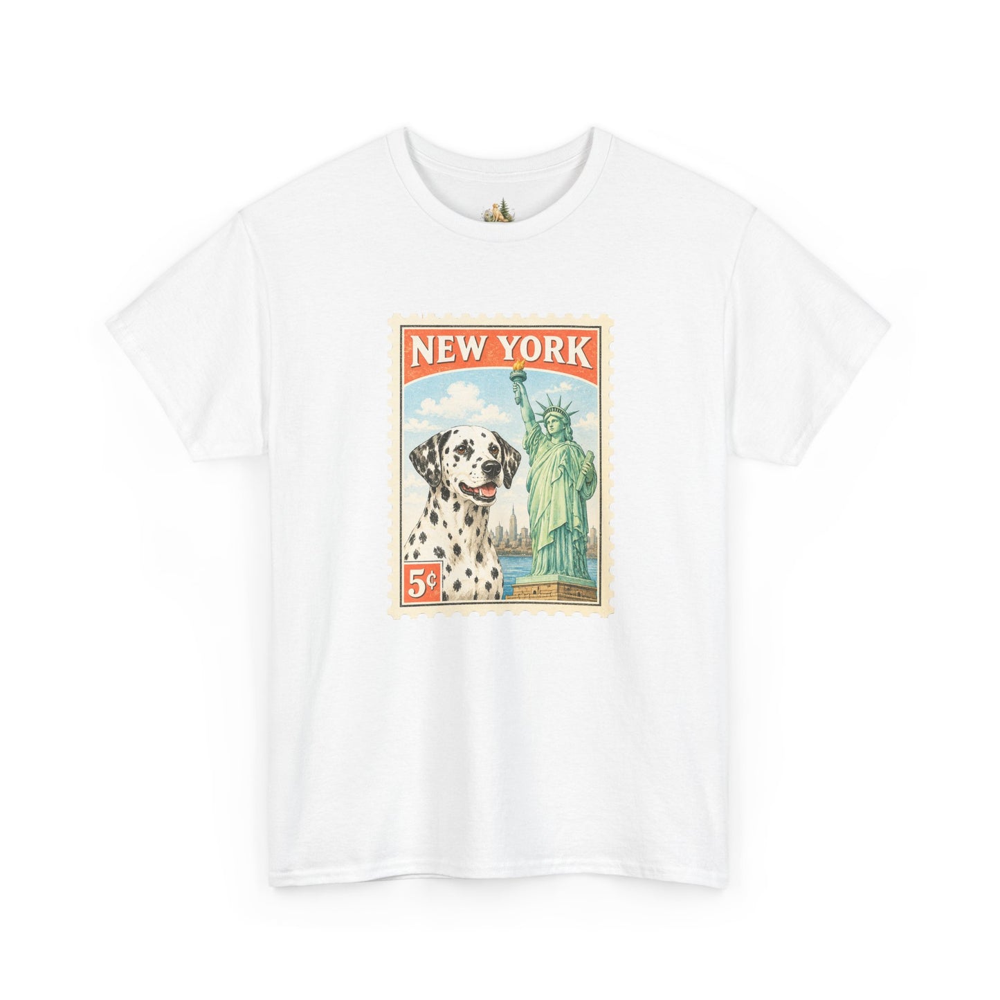 New York Dalmatian T-Shirt | Statue of Liberty Vintage Postage (Heavy Weight Tee)