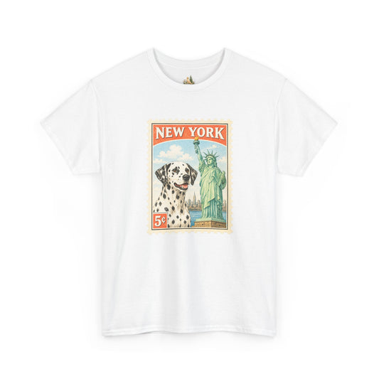 New York Dalmatian T-Shirt | Statue of Liberty Vintage Postage (Heavy Weight Tee)