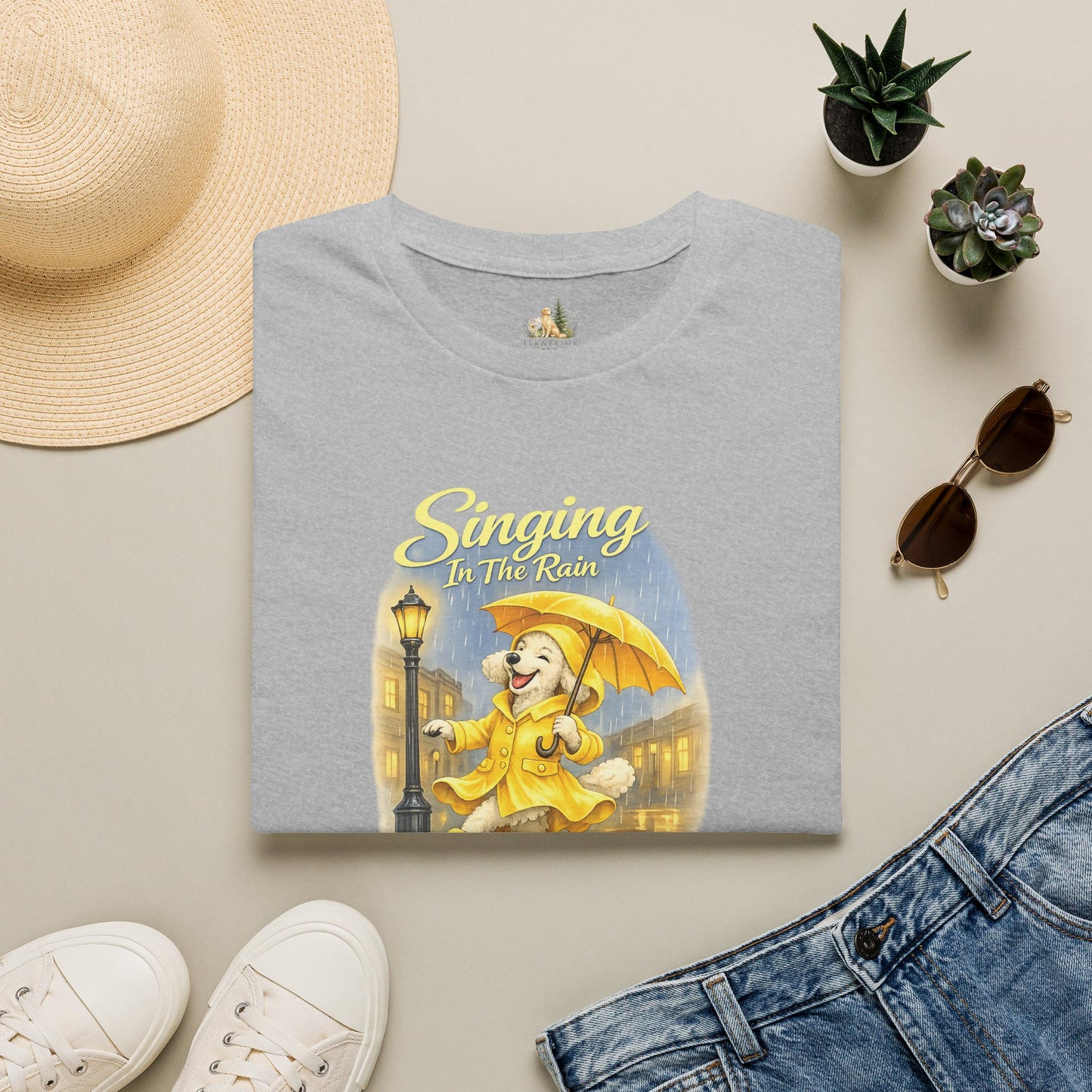T-Shirt — Singing in the Rain Vintage Raincoat Umbrella Design