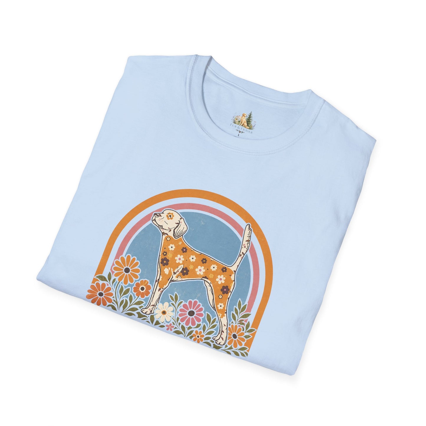 Dog Floral T-Shirt — 'Fur-Rolic' Retro Rainbow Canine Tee