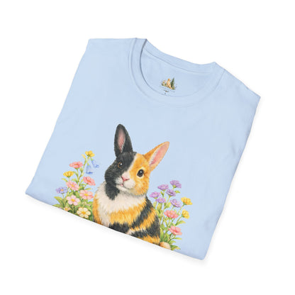 Harlequin Rabbit Floral T-Shirt (Light Weight, Ultra Soft)