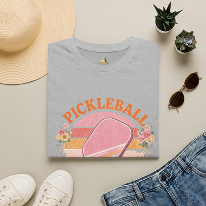 Pickleball Retro Paddle T‑Shirt — Vintage Floral Pickleball Tee Light Weight, Ultra Soft Tee