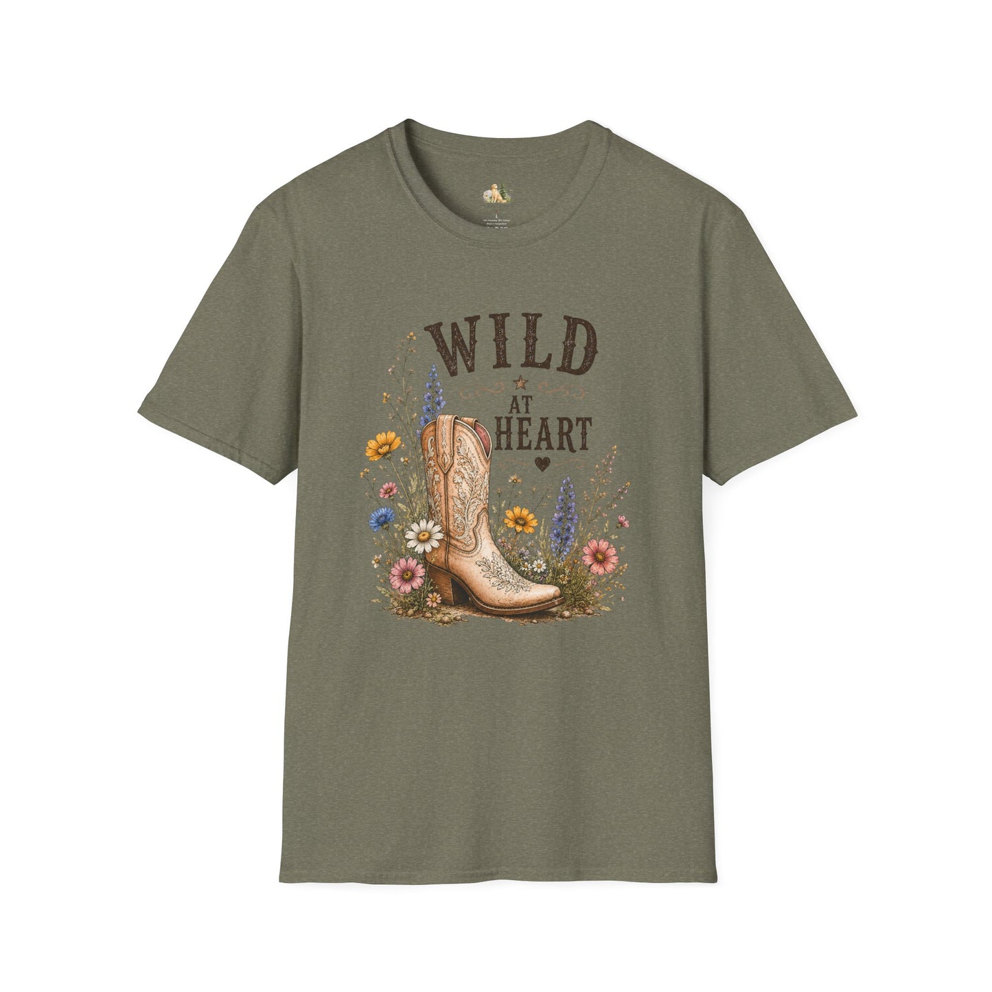 Wild at Heart Cowboy Boot T-Shirt – Floral Western Graphic Tee (Light Weight, Ultra Soft Tee)
