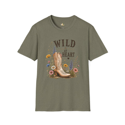 Wild at Heart Cowboy Boot T-Shirt – Floral Western Graphic Tee (Light Weight, Ultra Soft Tee)