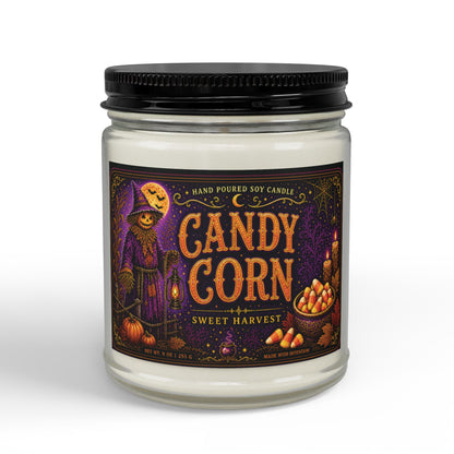 Candy Corn Soy Candle Jar — Autumn Halloween Scented Candle (4oz & 9oz)
