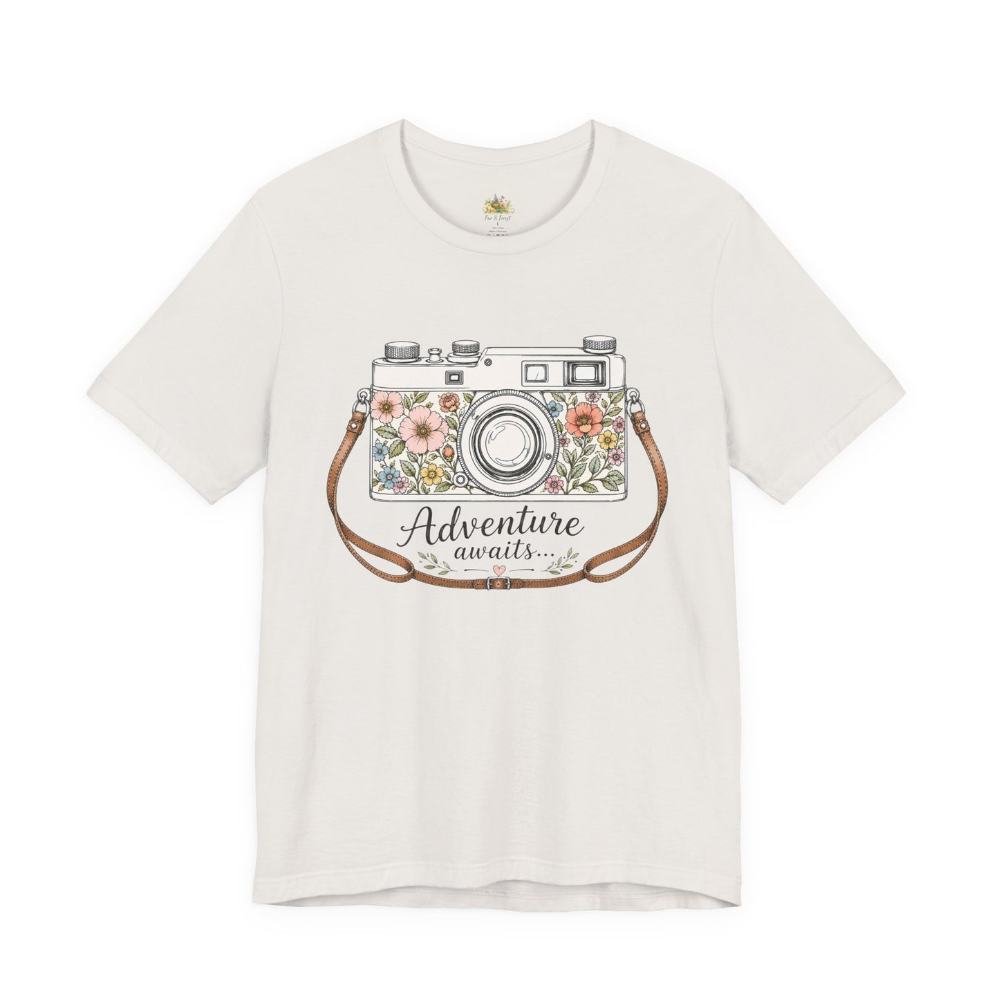 Floral Vintage Camera Adventure Awaits T-Shirt | Photography Travel Tee