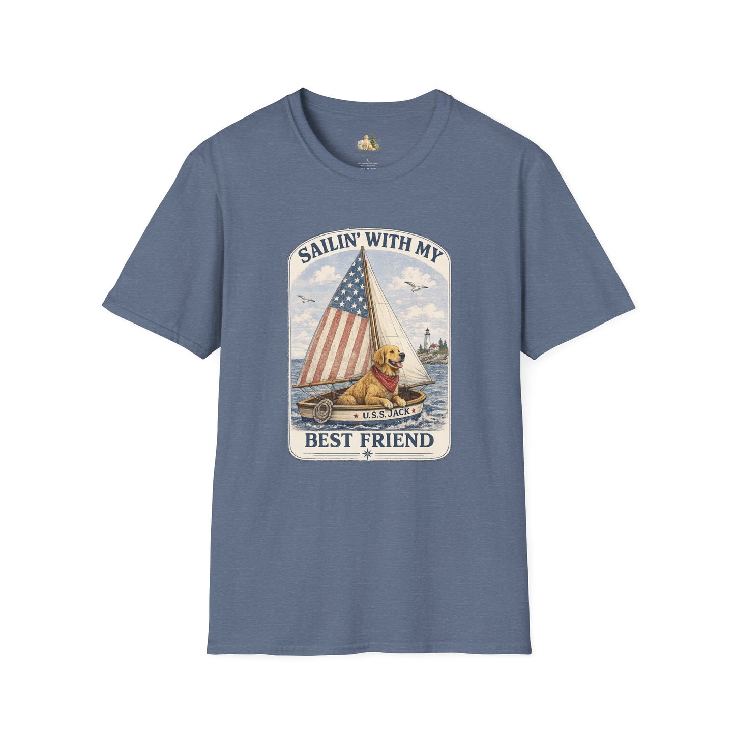 Sailin' With My Best Friend T-Shirt – Patriotic Labrador Dog Sailing Tee (Light Weight, Ultra Soft T-shirt)
