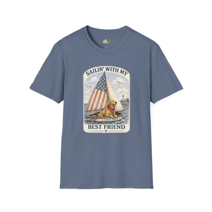 Sailin' With My Best Friend T-Shirt – Patriotic Labrador Dog Sailing Tee (Light Weight, Ultra Soft T-shirt)