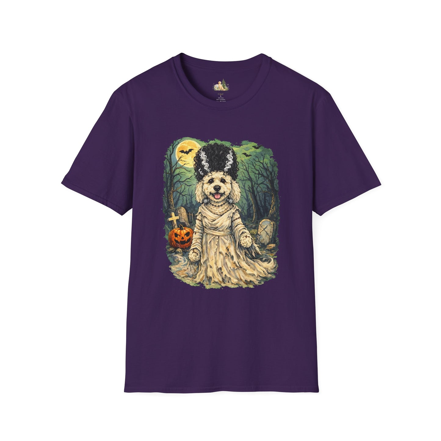 Unisex Halloween Dog Bride Of Barkenstein T-Shirt —What Tails Lurk Behind The Pines Collection