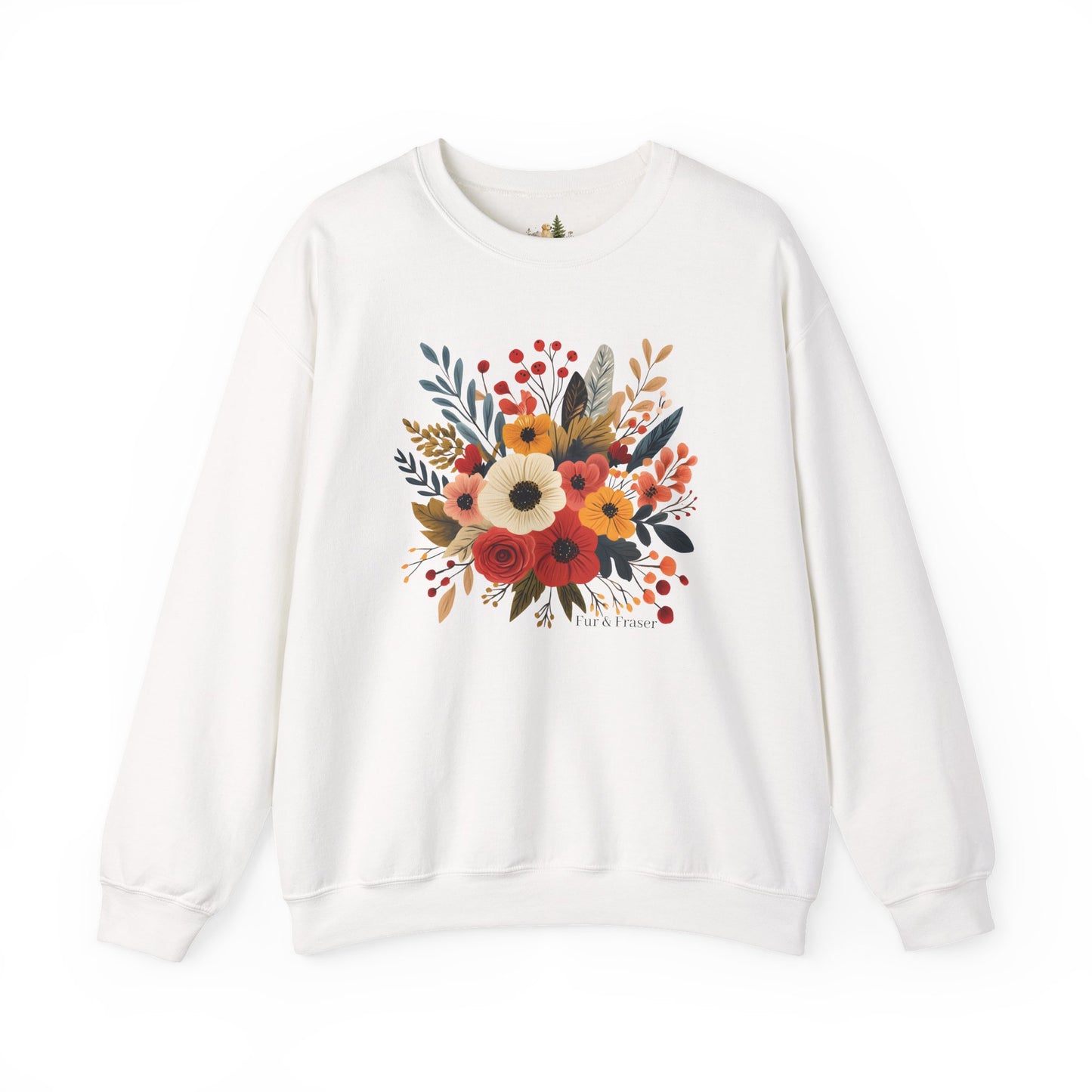 Floral Bouquet Crewneck Sweatshirt — Autumn Wildflower Graphic