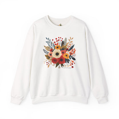 Floral Bouquet Crewneck Sweatshirt — Autumn Wildflower Graphic