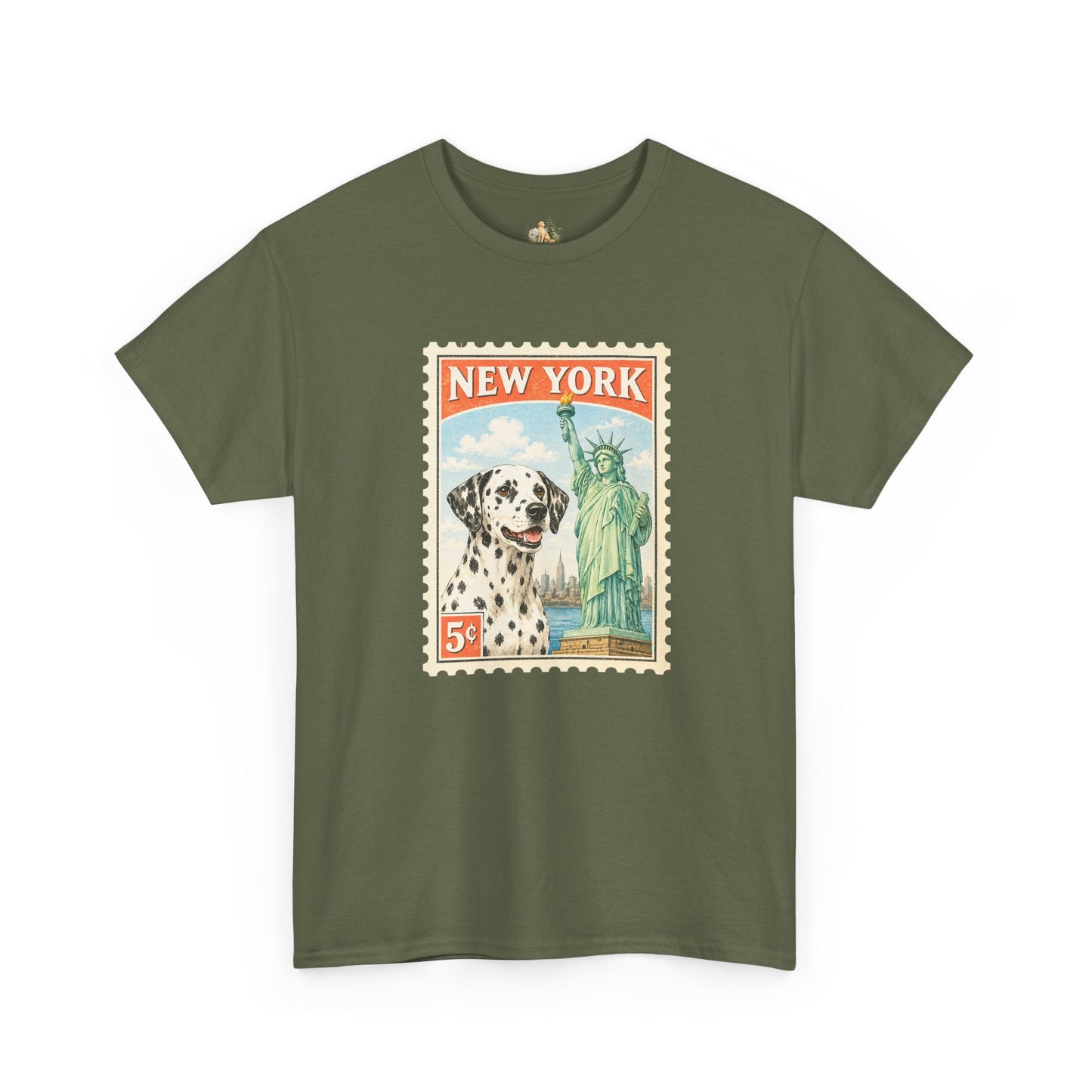 New York Dalmatian T-Shirt | Statue of Liberty Vintage Postage (Heavy Weight Tee)