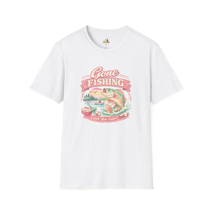 Gone Fishing T-Shirt – Retro Bass Fishing Graphic Tee (Catch You Later) Light Weight, Ultra Soft Tee
