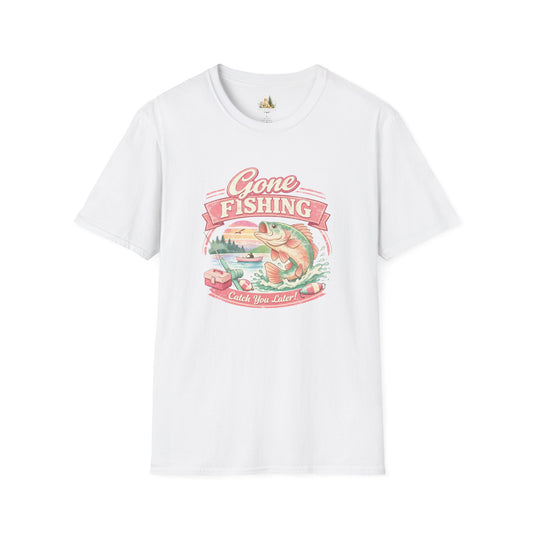 Gone Fishing T-Shirt – Retro Bass Fishing Graphic Tee (Catch You Later) Light Weight, Ultra Soft Tee