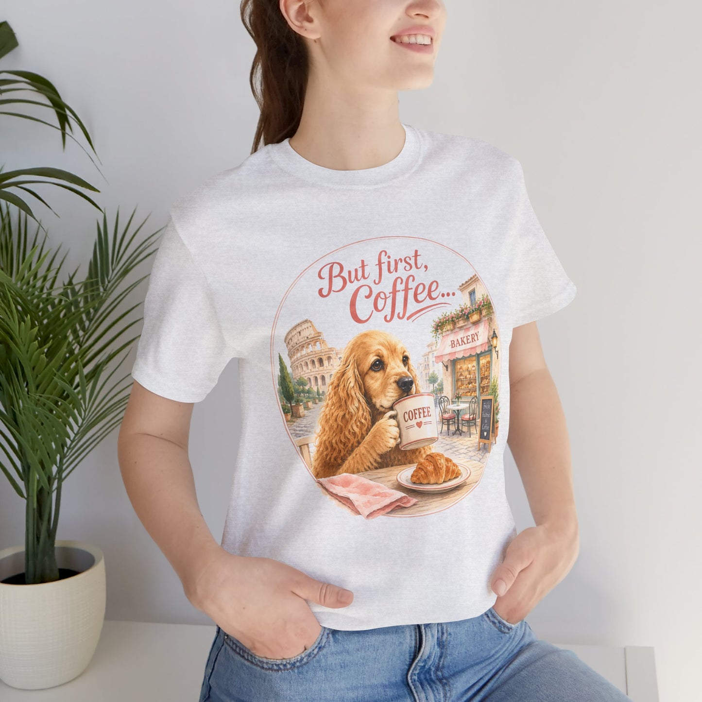 But First Coffee T‑Shirt — Cute Dog Café Graphic Tee