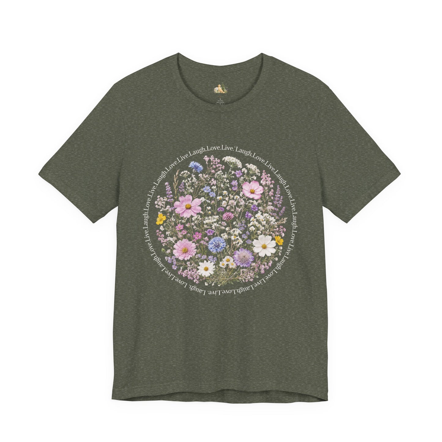 Wildflower Circle T-Shirt — Floral 'Love' Typography Tee