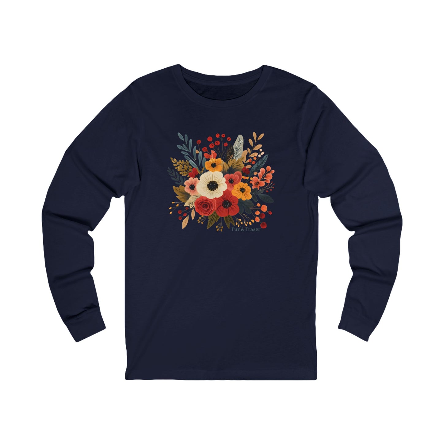 Women's Floral Bouquet Long Sleeve Tee — Autumn Wildflower Graphic