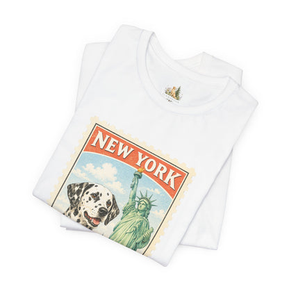 New York Dalmatian T-Shirt | Statue of Liberty Vintage Postage