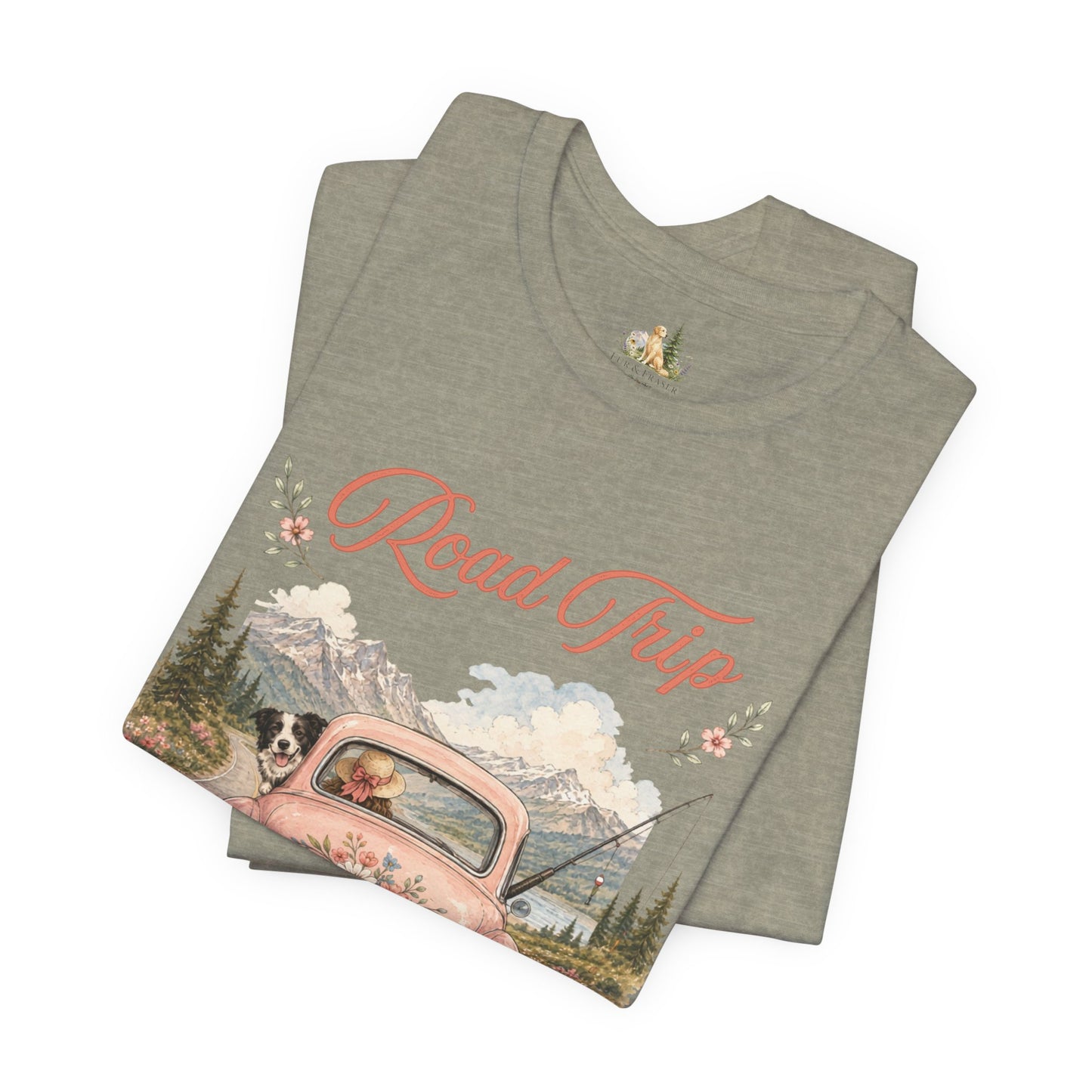 Road Trip Vintage Car T-Shirt — Retro Floral Scenic Drive Tee