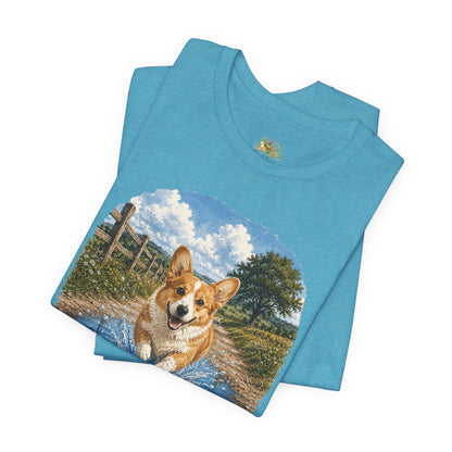 Corgi Splash T-Shirt — Playful Dog Graphic Tee