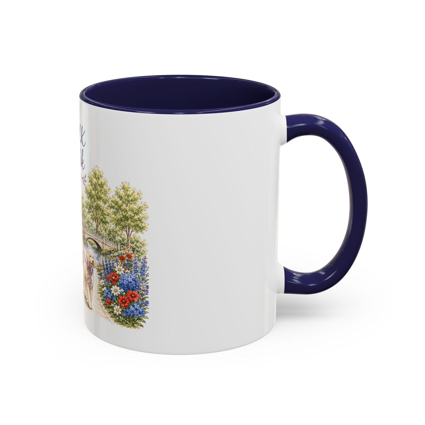Walk in the Park girl with dog Mug | Accent coffee mug 11oz 15oz