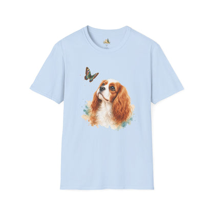 Cavalier King Charles T-Shirt — Watercolor Dog & Butterfly Graphic