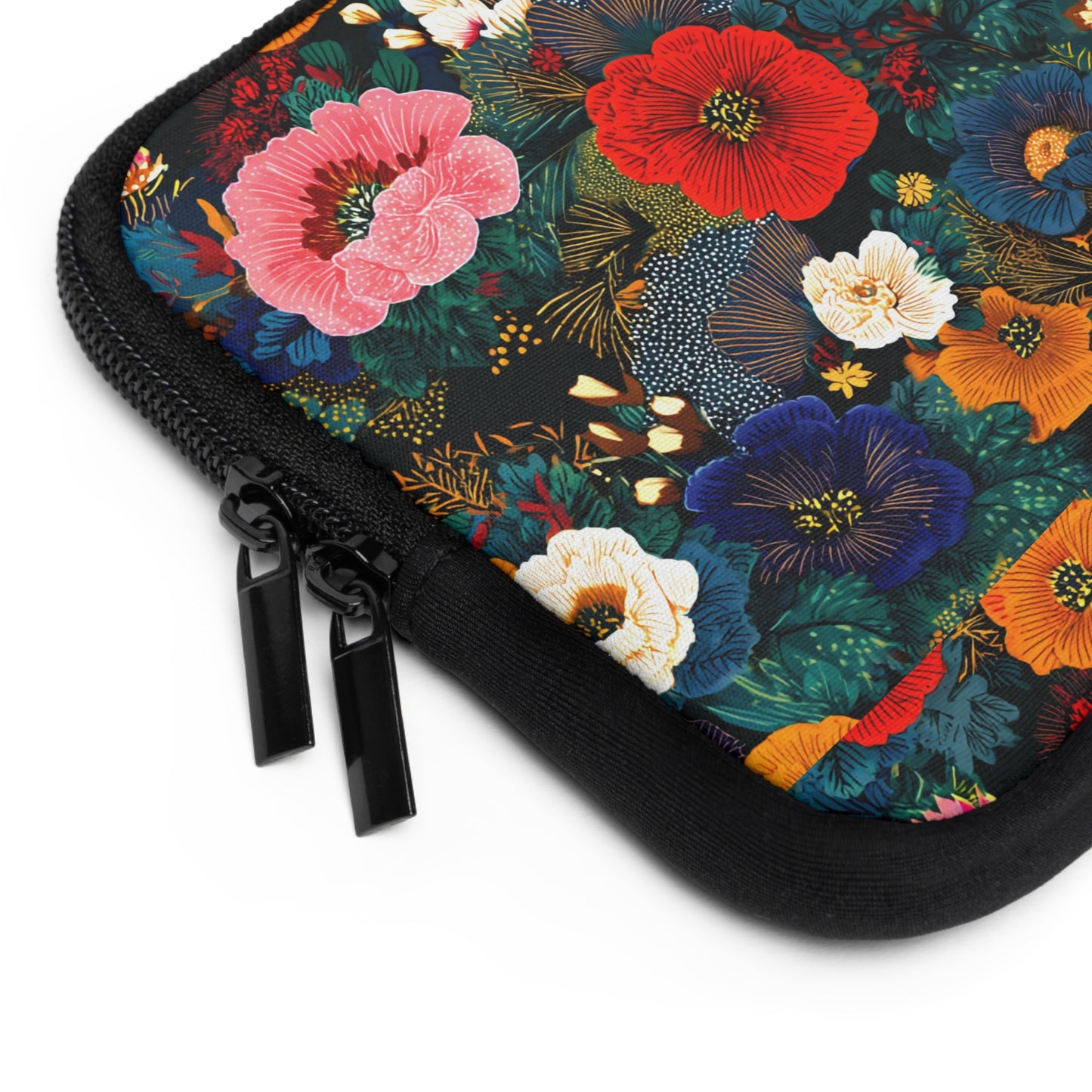Floral Night Laptop Sleeve — Colorful Poppy Garden Protective Case