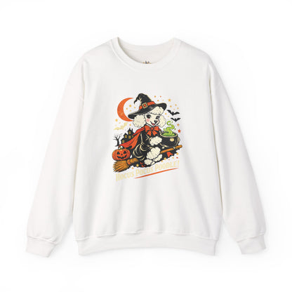 Vintage Halloween Poodle Witch Crewneck Sweatshirt — Cute Pumpkin and Poodle