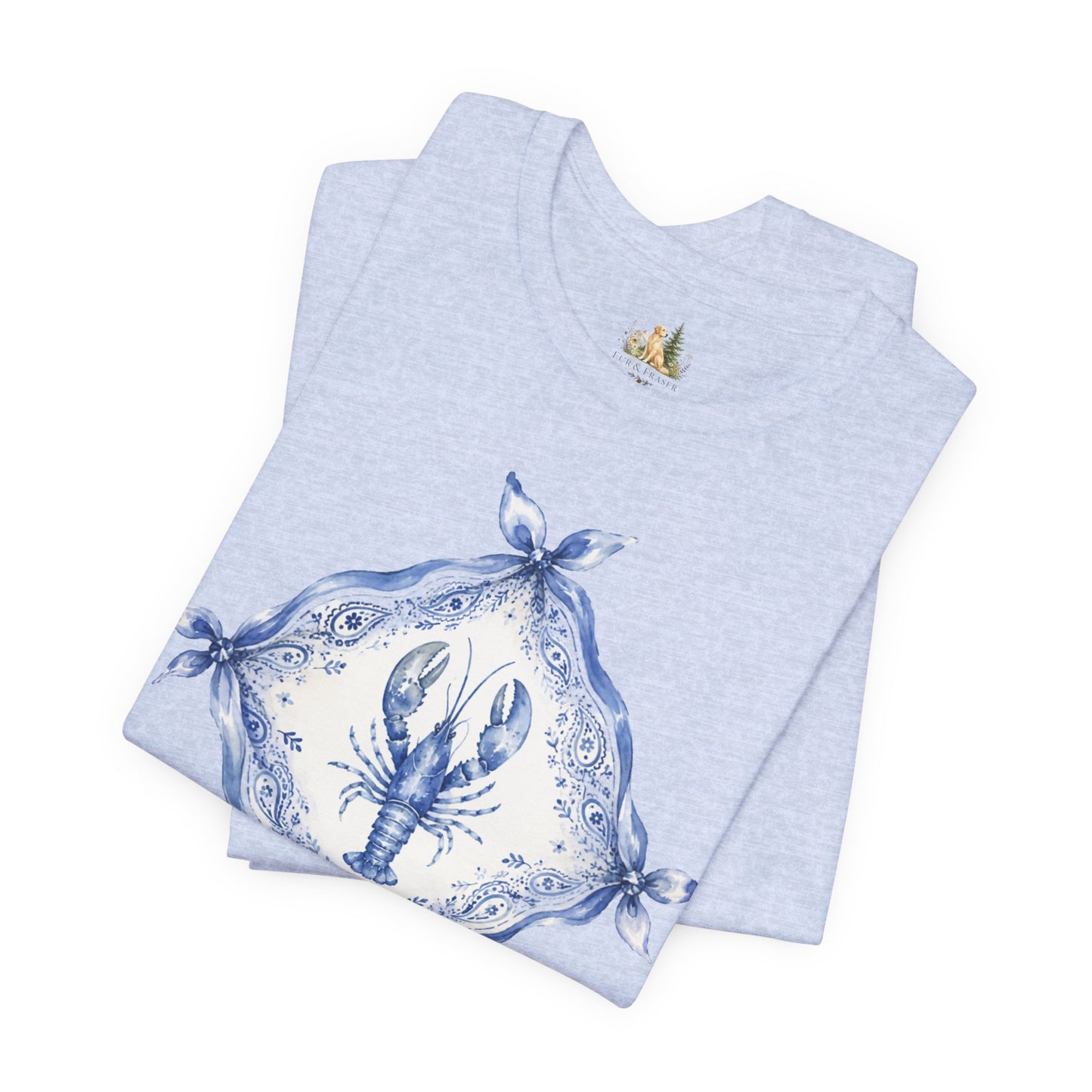 T-Shirt — Blue Delft Lobster Bandana Graphic Tee
